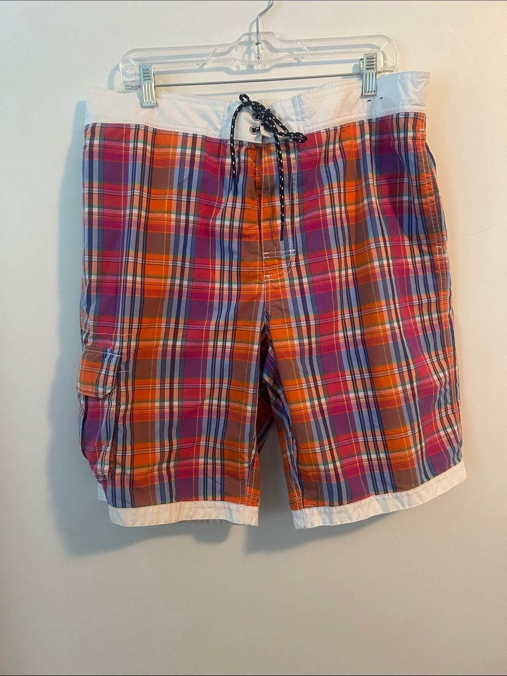 Tommy Hilfiger Men's Plaid Orange & Purple Swim Trunks